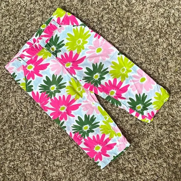 Gymboree Floral Capris Pink Green Blue girls 7 - Picture 1 of 5